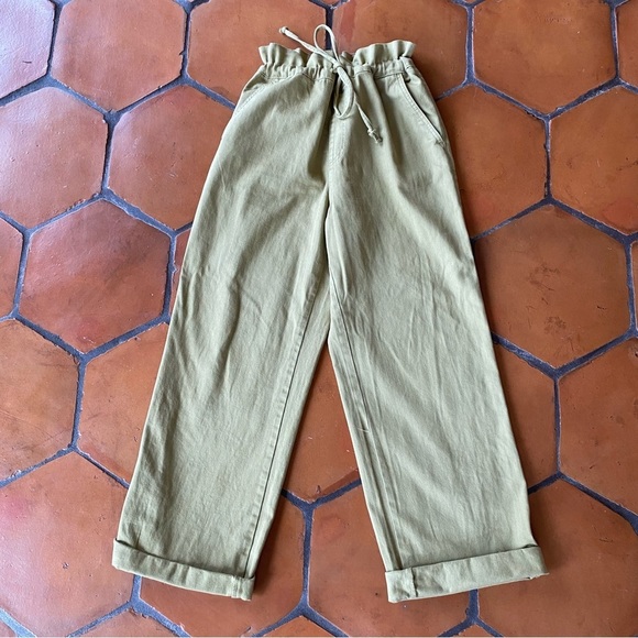 Universal Thread Women 8 R Paperbag High Waist Wide Leg Pants Green Boho Relaxed - Picture 1 of 8